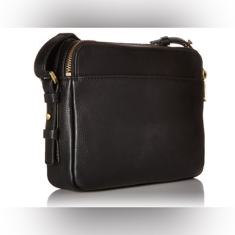 Fossil Black piper toaster pebbled Leather Crossbody with Gold Accents - Picture 2 of 16